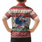 Aussie Kingfisher Bird Christmas Kid Hawaiian Shirt Festive Knitted Pattern Inspired