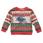 Aussie Kingfisher Bird Christmas Kid Ugly Christmas Sweater Festive Knitted Pattern Inspired