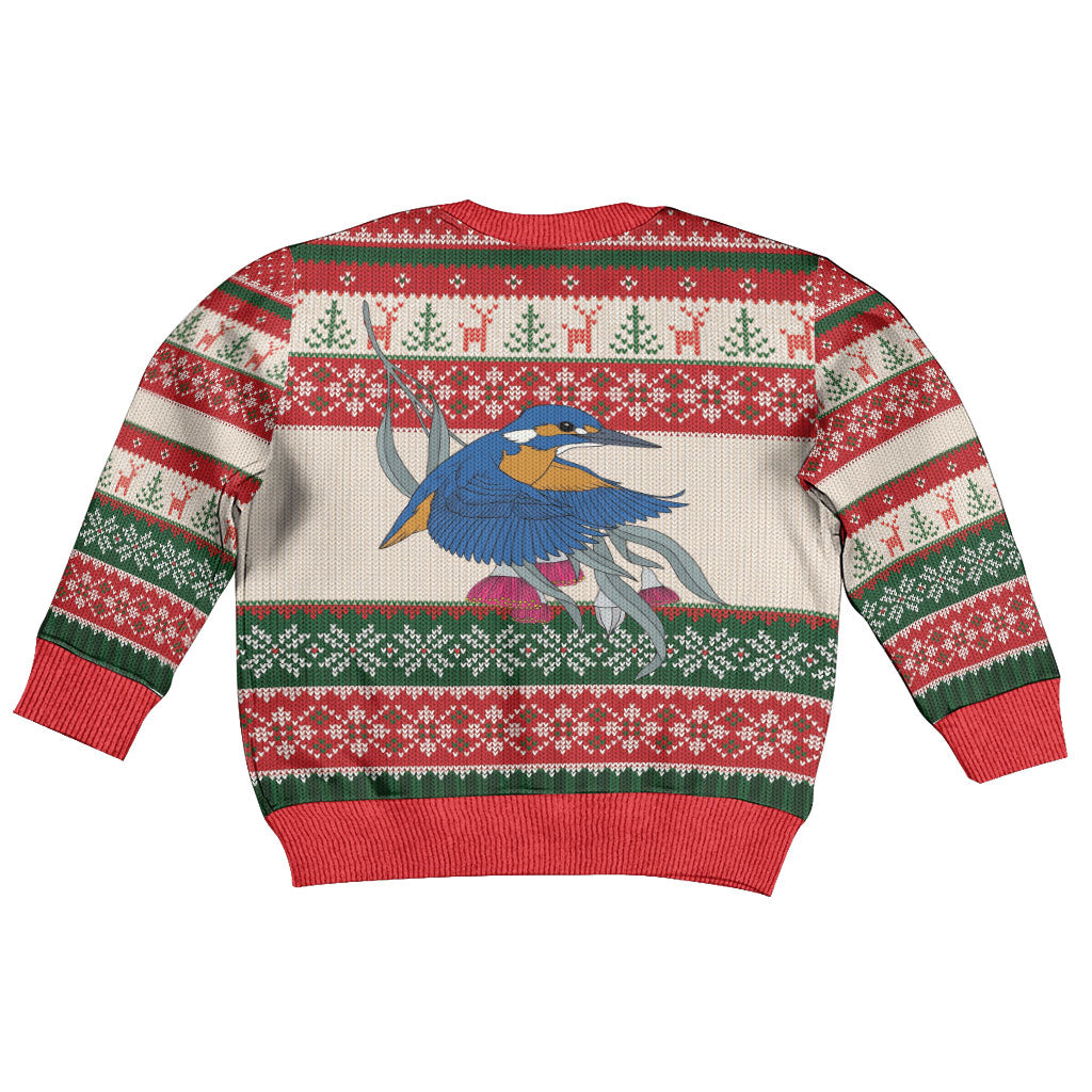 Aussie Kingfisher Bird Christmas Kid Ugly Christmas Sweater Festive Knitted Pattern Inspired