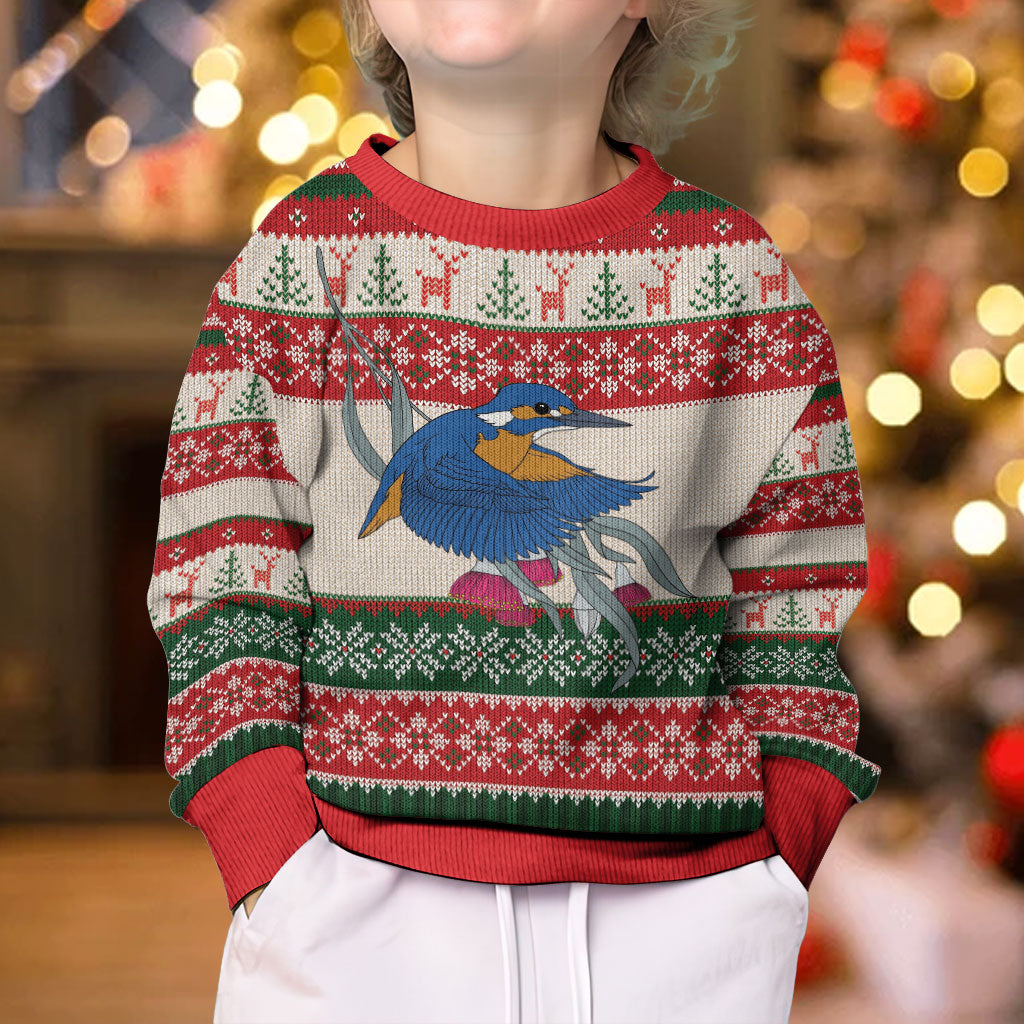Aussie Kingfisher Bird Christmas Kid Ugly Christmas Sweater Festive Knitted Pattern Inspired