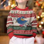 Aussie Kingfisher Bird Christmas Kid Ugly Christmas Sweater Festive Knitted Pattern Inspired