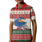 Aussie Kingfisher Bird Christmas Kid Polo Shirt Festive Knitted Pattern Inspired