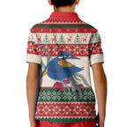 Aussie Kingfisher Bird Christmas Kid Polo Shirt Festive Knitted Pattern Inspired