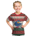 Aussie Kingfisher Bird Christmas Kid T Shirt Festive Knitted Pattern Inspired