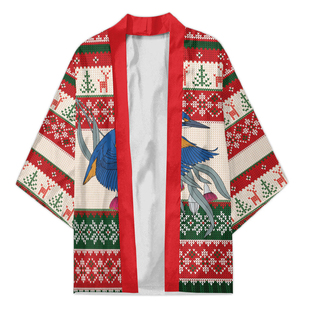 Aussie Kingfisher Bird Christmas Kimono Festive Knitted Pattern Inspired