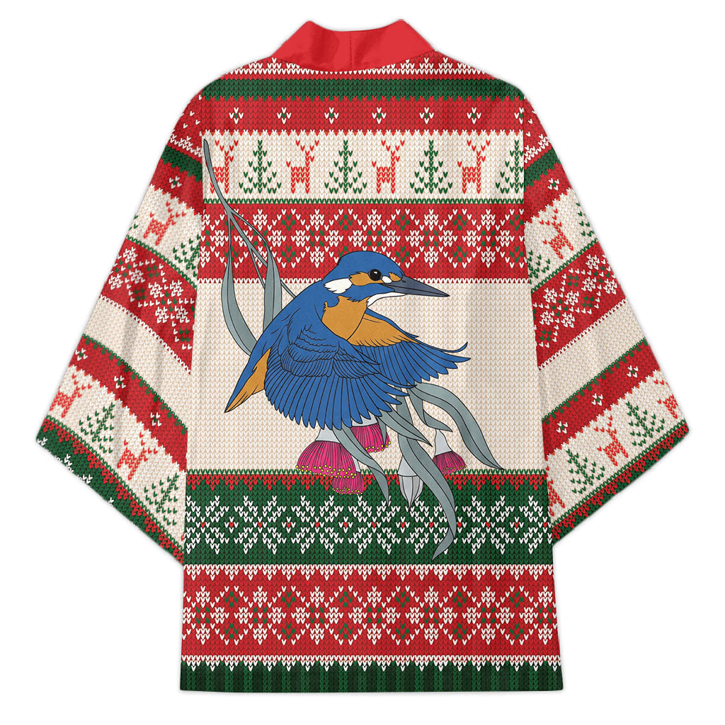 Aussie Kingfisher Bird Christmas Kimono Festive Knitted Pattern Inspired