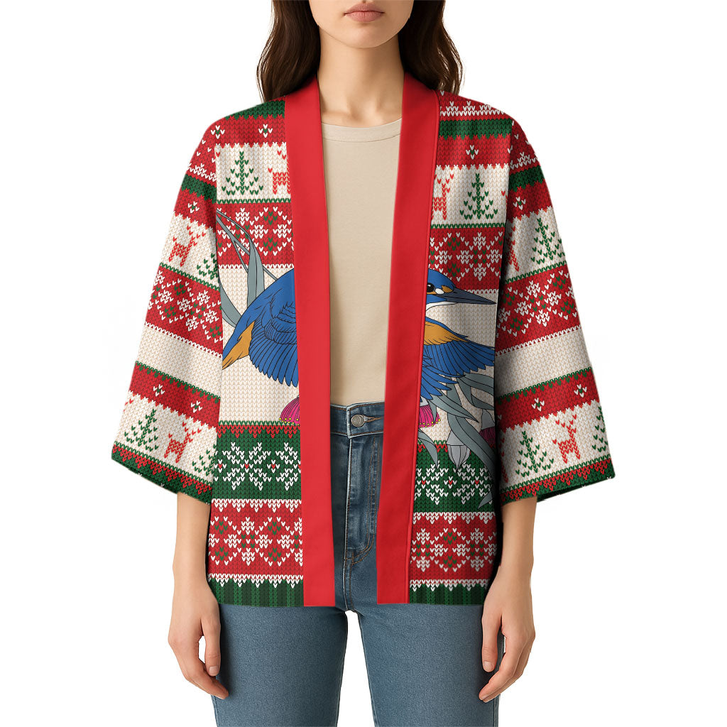 Aussie Kingfisher Bird Christmas Kimono Festive Knitted Pattern Inspired