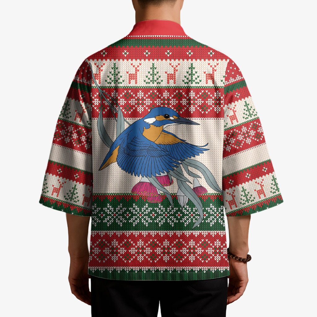 Aussie Kingfisher Bird Christmas Kimono Festive Knitted Pattern Inspired