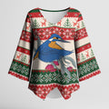 Aussie Kingfisher Bird Christmas Kimono Sleeve Blouse Festive Knitted Pattern Inspired