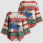 Aussie Kingfisher Bird Christmas Kimono Sleeve Blouse Festive Knitted Pattern Inspired