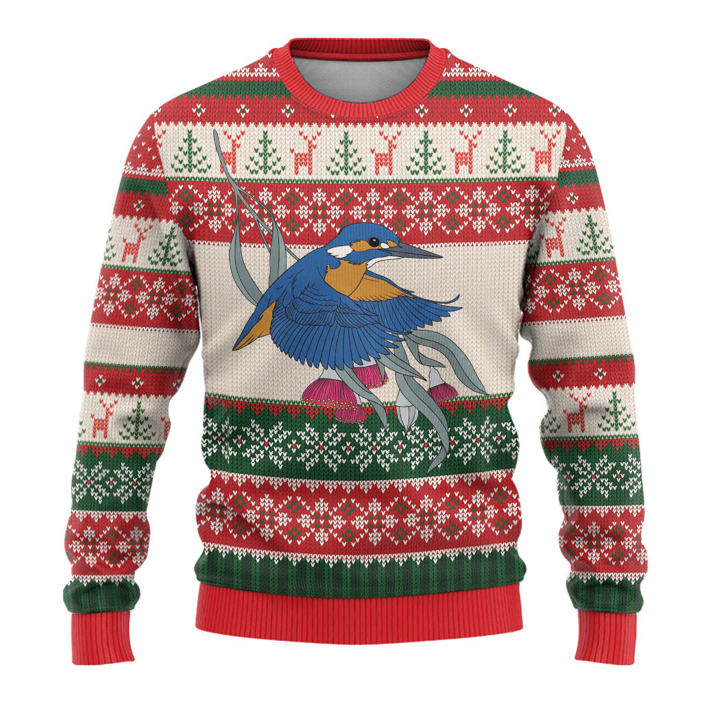 Aussie Kingfisher Bird Christmas Ugly Christmas Sweater Festive Knitted Pattern Inspired