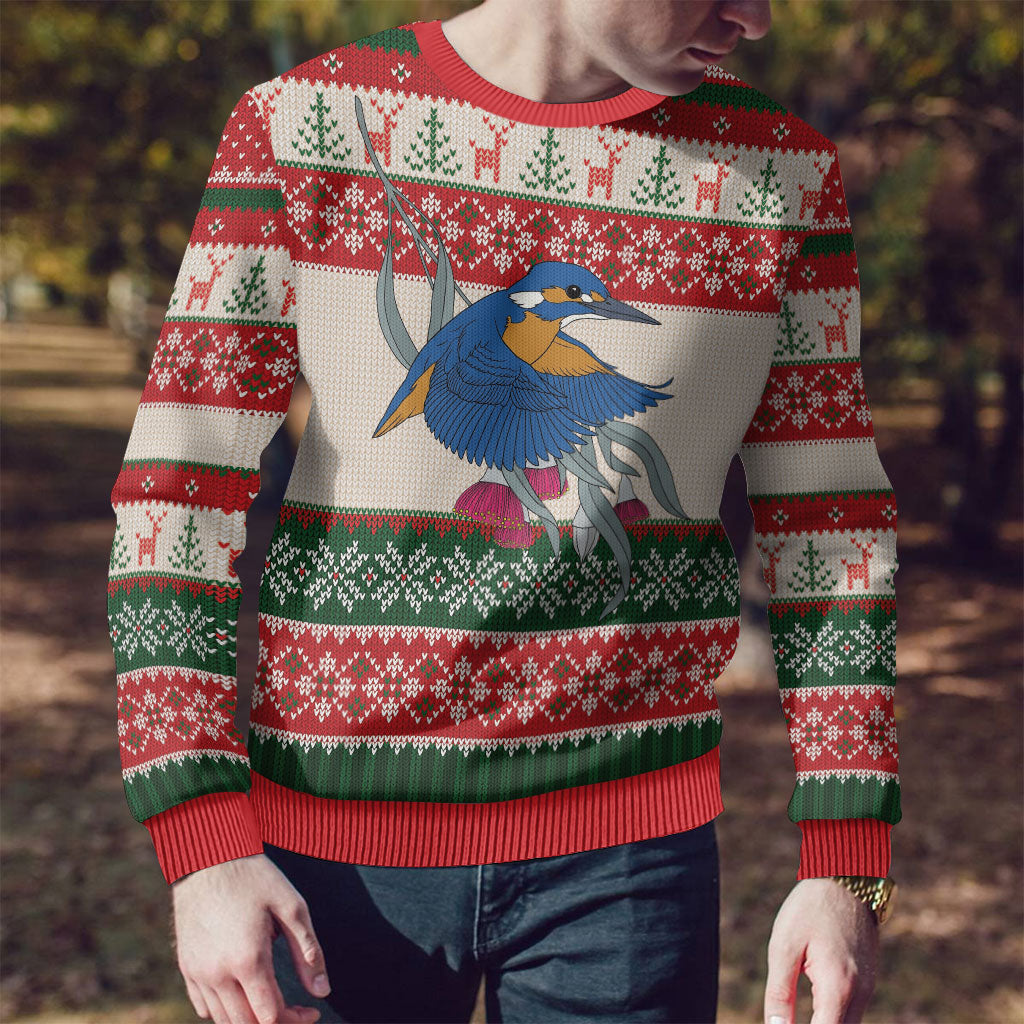 Aussie Kingfisher Bird Christmas Ugly Christmas Sweater Festive Knitted Pattern Inspired