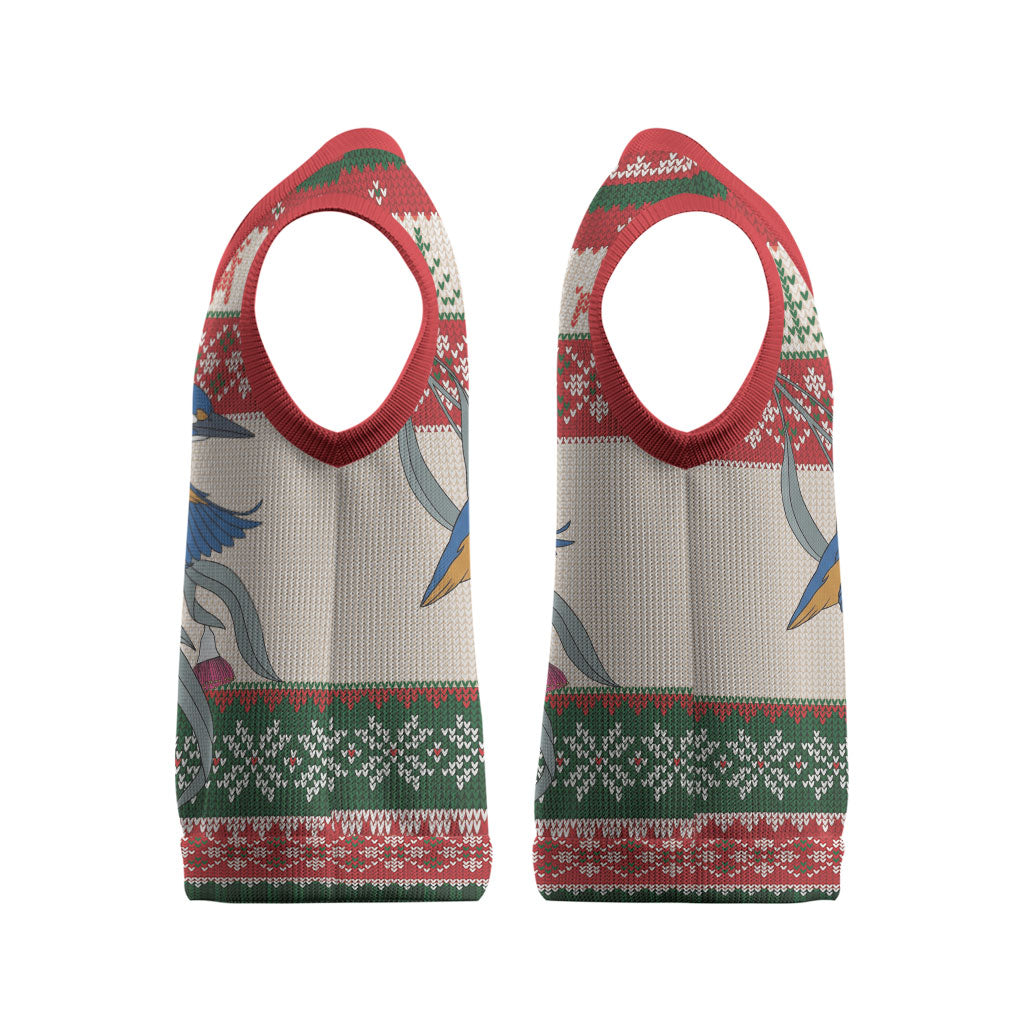 Aussie Kingfisher Bird Christmas Knitted V-Neck Vest Festive Knitted Pattern Inspired