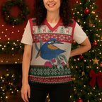 Aussie Kingfisher Bird Christmas Knitted V-Neck Vest Festive Knitted Pattern Inspired