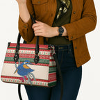 Aussie Kingfisher Bird Christmas Leather Bag Festive Knitted Pattern Inspired