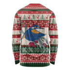 Aussie Kingfisher Bird Christmas Long Sleeve Shirt Festive Knitted Pattern Inspired