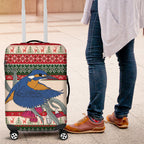 Aussie Kingfisher Bird Christmas Luggage Cover Festive Knitted Pattern Inspired