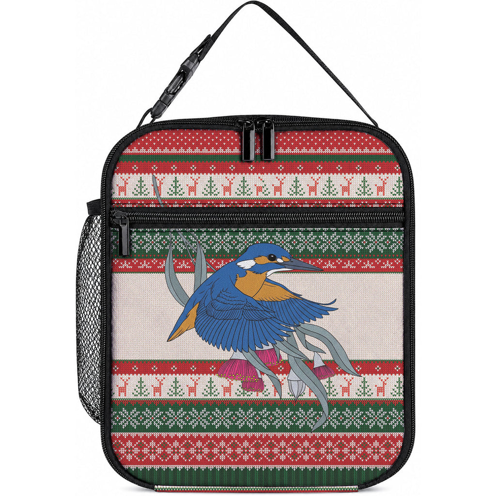 Aussie Kingfisher Bird Christmas Lunch Bag Festive Knitted Pattern Inspired