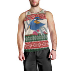Aussie Kingfisher Bird Christmas Men Tank Top Festive Knitted Pattern Inspired