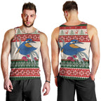 Aussie Kingfisher Bird Christmas Men Tank Top Festive Knitted Pattern Inspired