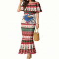 Aussie Kingfisher Bird Christmas Mermaid Dress Festive Knitted Pattern Inspired