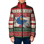 Aussie Kingfisher Bird Christmas Padded Jacket Festive Knitted Pattern Inspired