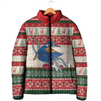 Aussie Kingfisher Bird Christmas Padded Jacket Festive Knitted Pattern Inspired