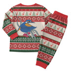 Aussie Kingfisher Bird Christmas Pajama Set Festive Knitted Pattern Inspired