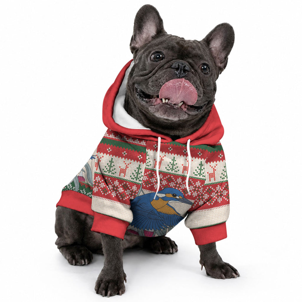 Aussie Kingfisher Bird Christmas Pet Hoodie Festive Knitted Pattern Inspired