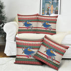Aussie Kingfisher Bird Christmas Pillow Cover Festive Knitted Pattern Inspired