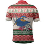 Aussie Kingfisher Bird Christmas Polo Shirt Festive Knitted Pattern Inspired