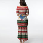 Aussie Kingfisher Bird Christmas Puletasi Festive Knitted Pattern Inspired