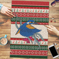 Aussie Kingfisher Bird Christmas Puzzle Festive Knitted Pattern Inspired