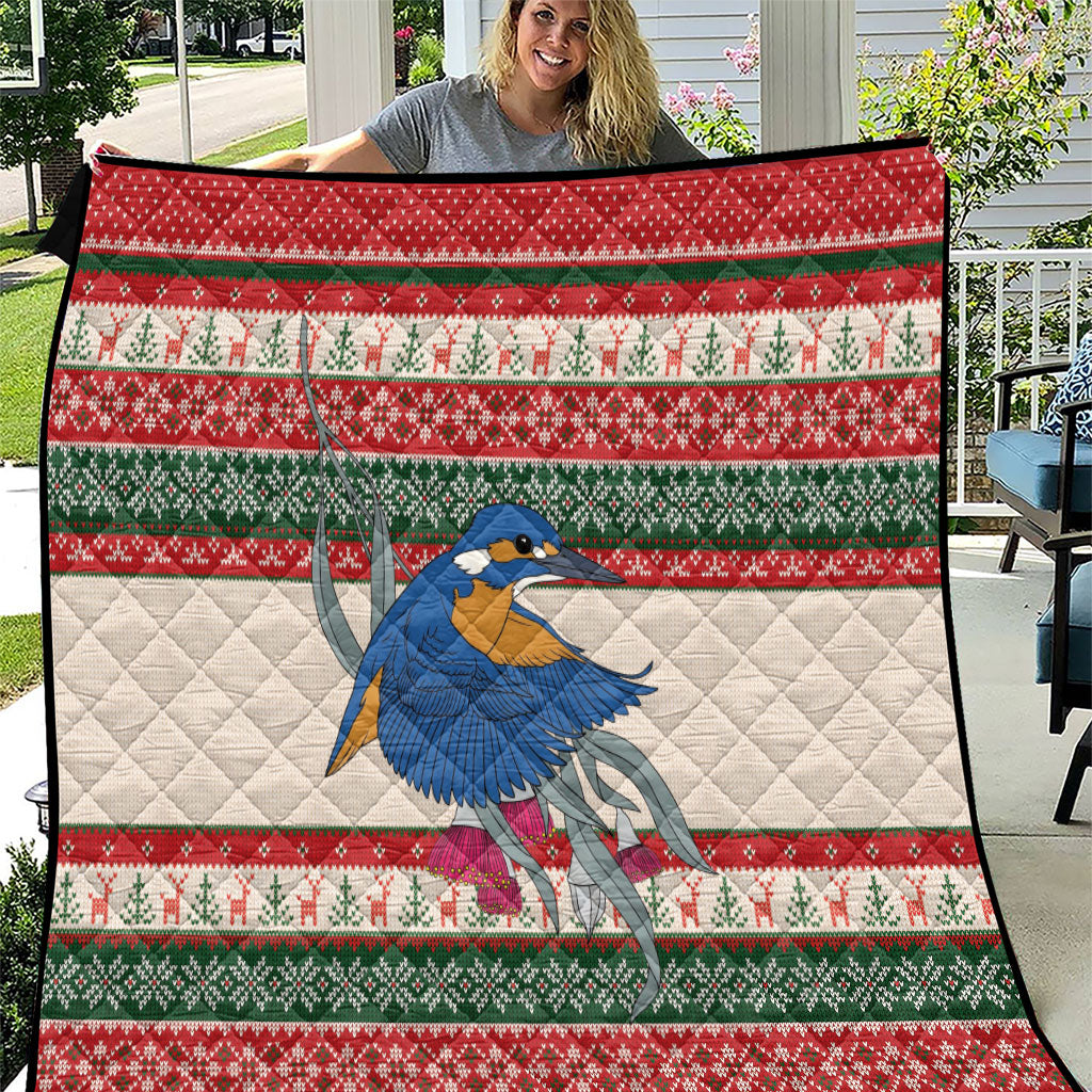 Aussie Kingfisher Bird Christmas Quilt Festive Knitted Pattern Inspired