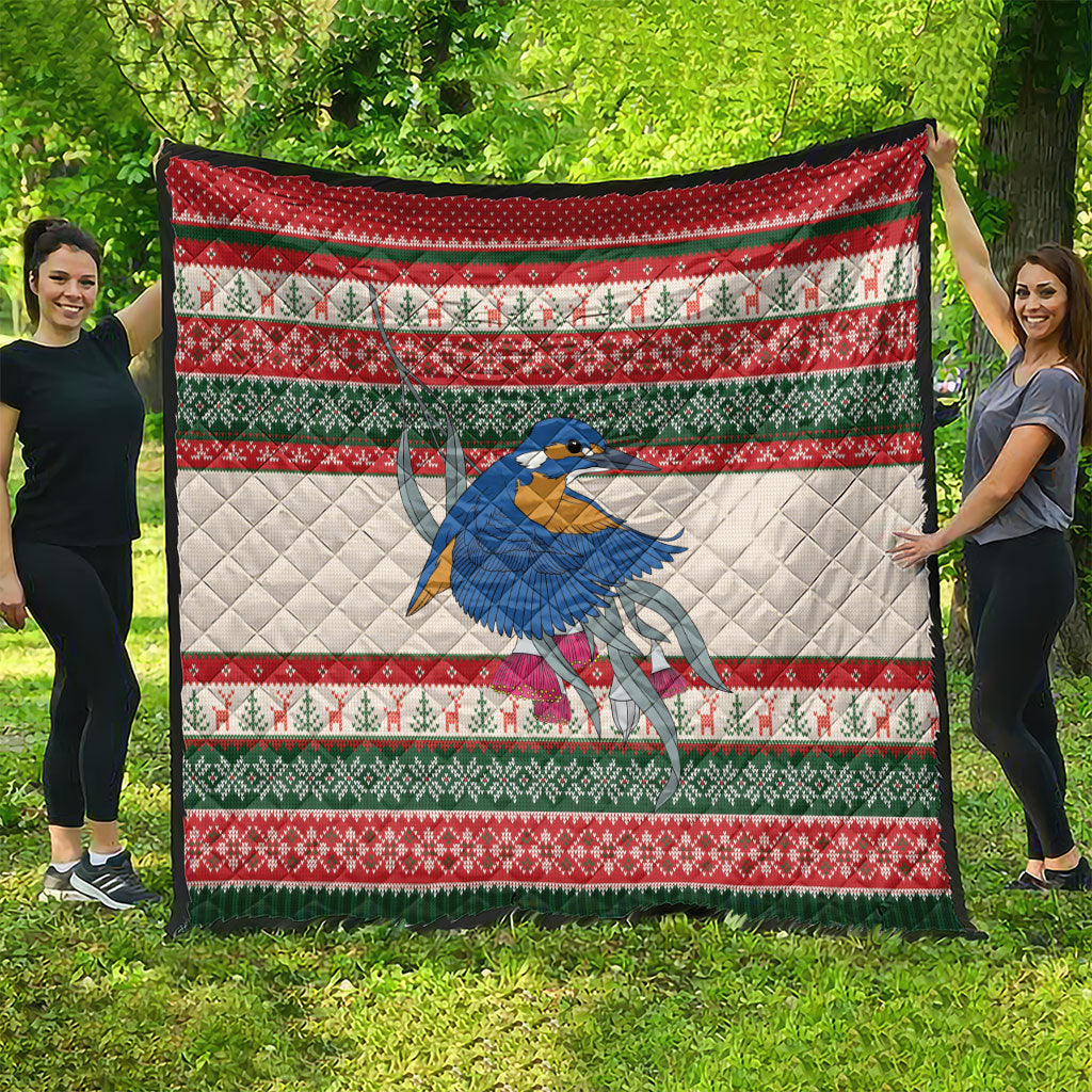 Aussie Kingfisher Bird Christmas Quilt Festive Knitted Pattern Inspired