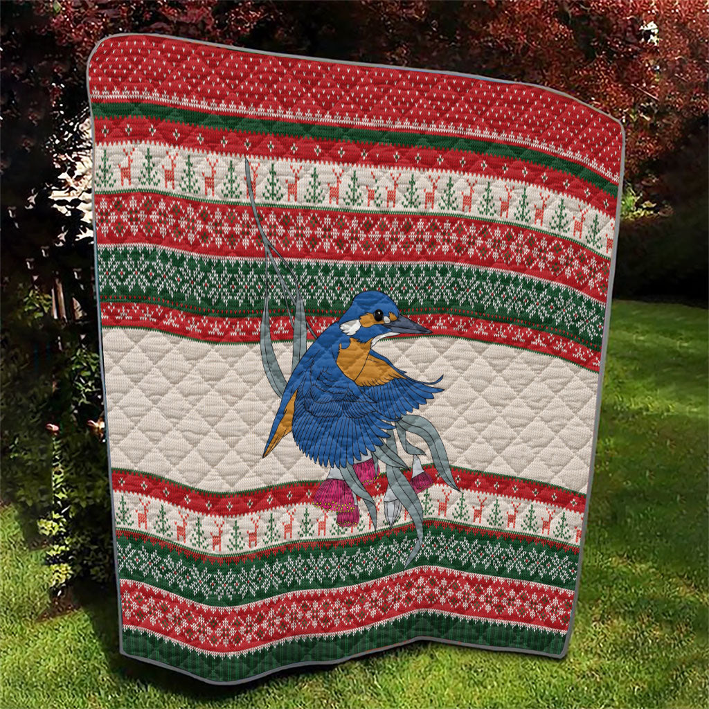 Aussie Kingfisher Bird Christmas Quilt Festive Knitted Pattern Inspired