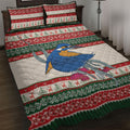 Aussie Kingfisher Bird Christmas Quilt Bed Set Festive Knitted Pattern Inspired
