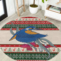 Aussie Kingfisher Bird Christmas Round Carpet Festive Knitted Pattern Inspired