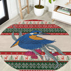 Aussie Kingfisher Bird Christmas Round Carpet Festive Knitted Pattern Inspired