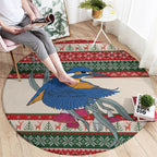 Aussie Kingfisher Bird Christmas Round Carpet Festive Knitted Pattern Inspired