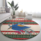 Aussie Kingfisher Bird Christmas Round Carpet Festive Knitted Pattern Inspired