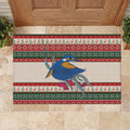 Aussie Kingfisher Bird Christmas Rubber Doormat Festive Knitted Pattern Inspired