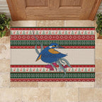 Aussie Kingfisher Bird Christmas Rubber Doormat Festive Knitted Pattern Inspired
