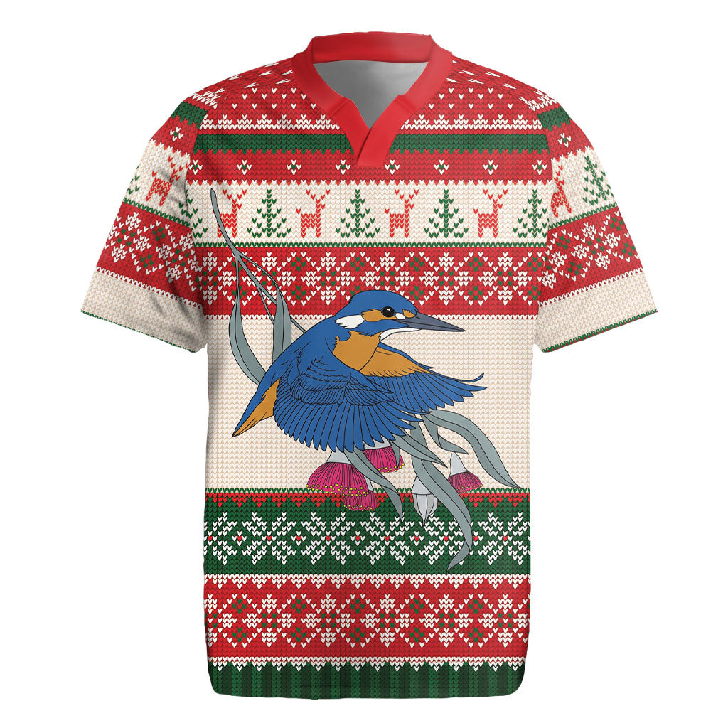 Aussie Kingfisher Bird Christmas Rugby Jersey Festive Knitted Pattern Inspired