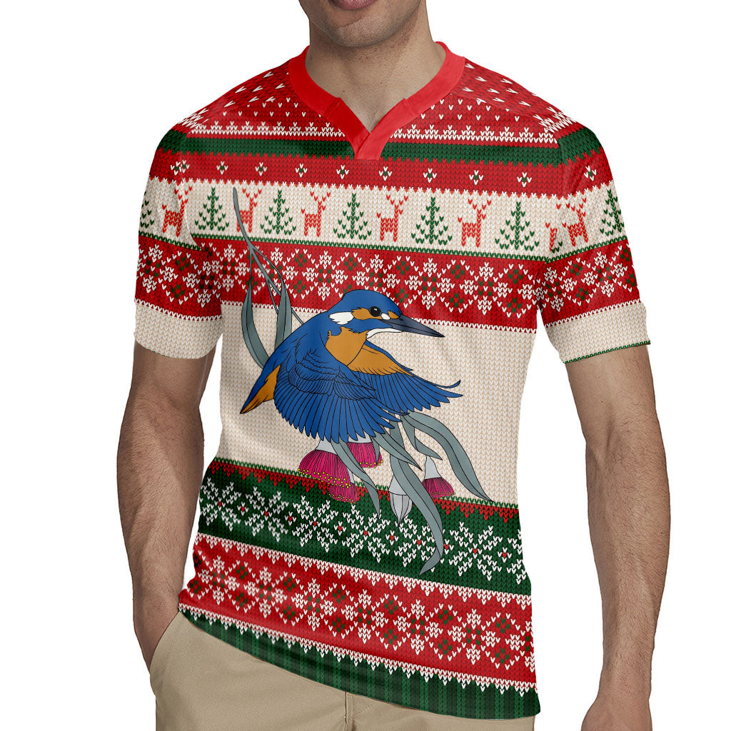 Aussie Kingfisher Bird Christmas Rugby Jersey Festive Knitted Pattern Inspired