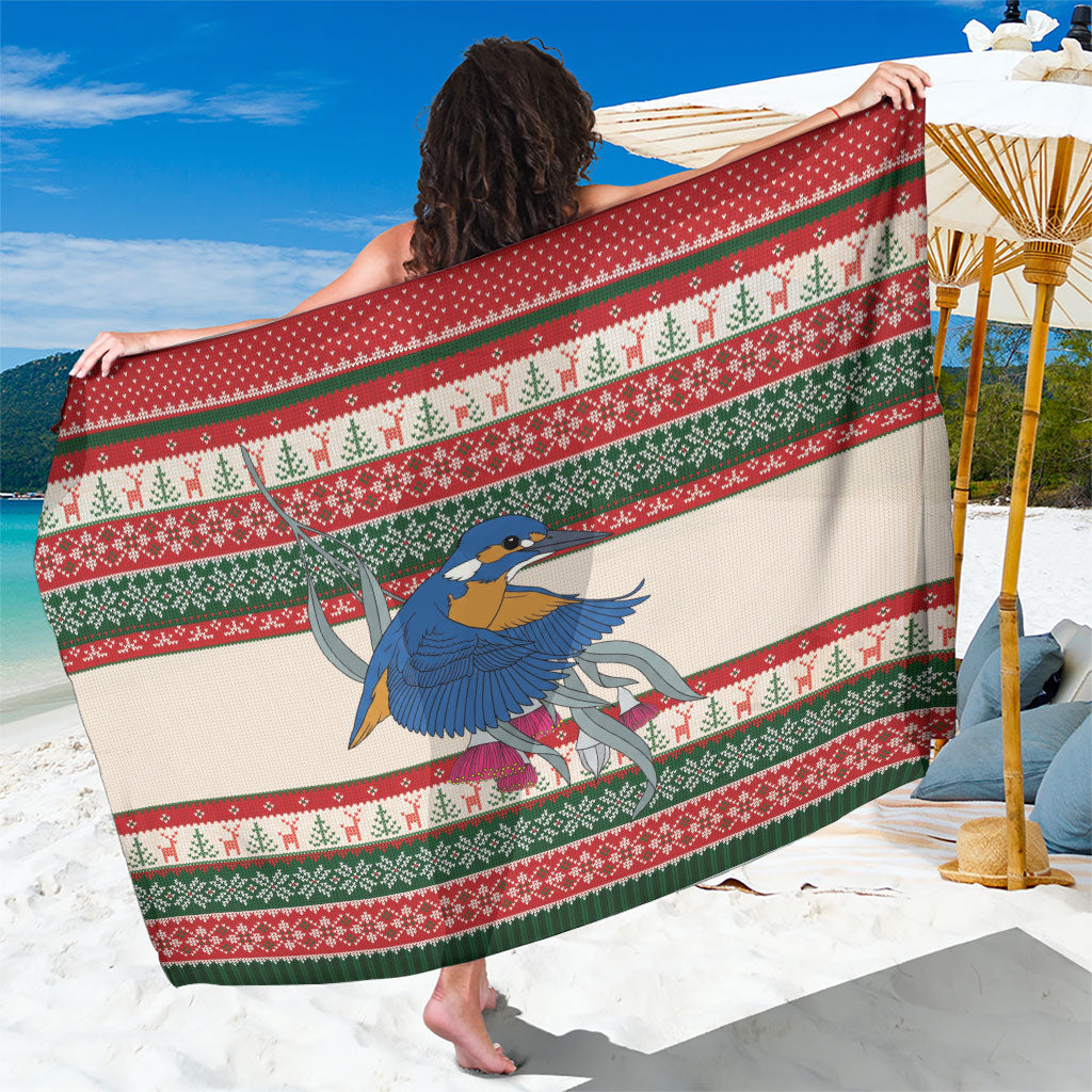 Aussie Kingfisher Bird Christmas Sarong Festive Knitted Pattern Inspired