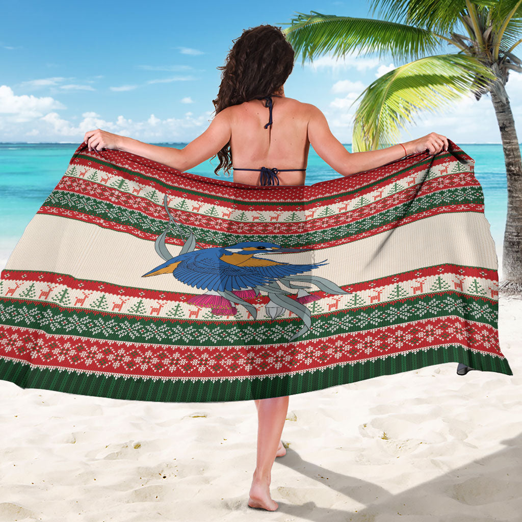 Aussie Kingfisher Bird Christmas Sarong Festive Knitted Pattern Inspired
