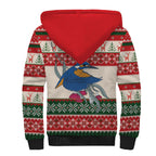 Aussie Kingfisher Bird Christmas Sherpa Hoodie Festive Knitted Pattern Inspired