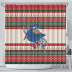 Aussie Kingfisher Bird Christmas Shower Curtain Festive Knitted Pattern Inspired