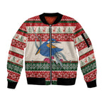 Aussie Kingfisher Bird Christmas Sleeve Zip Bomber Jacket Festive Knitted Pattern Inspired